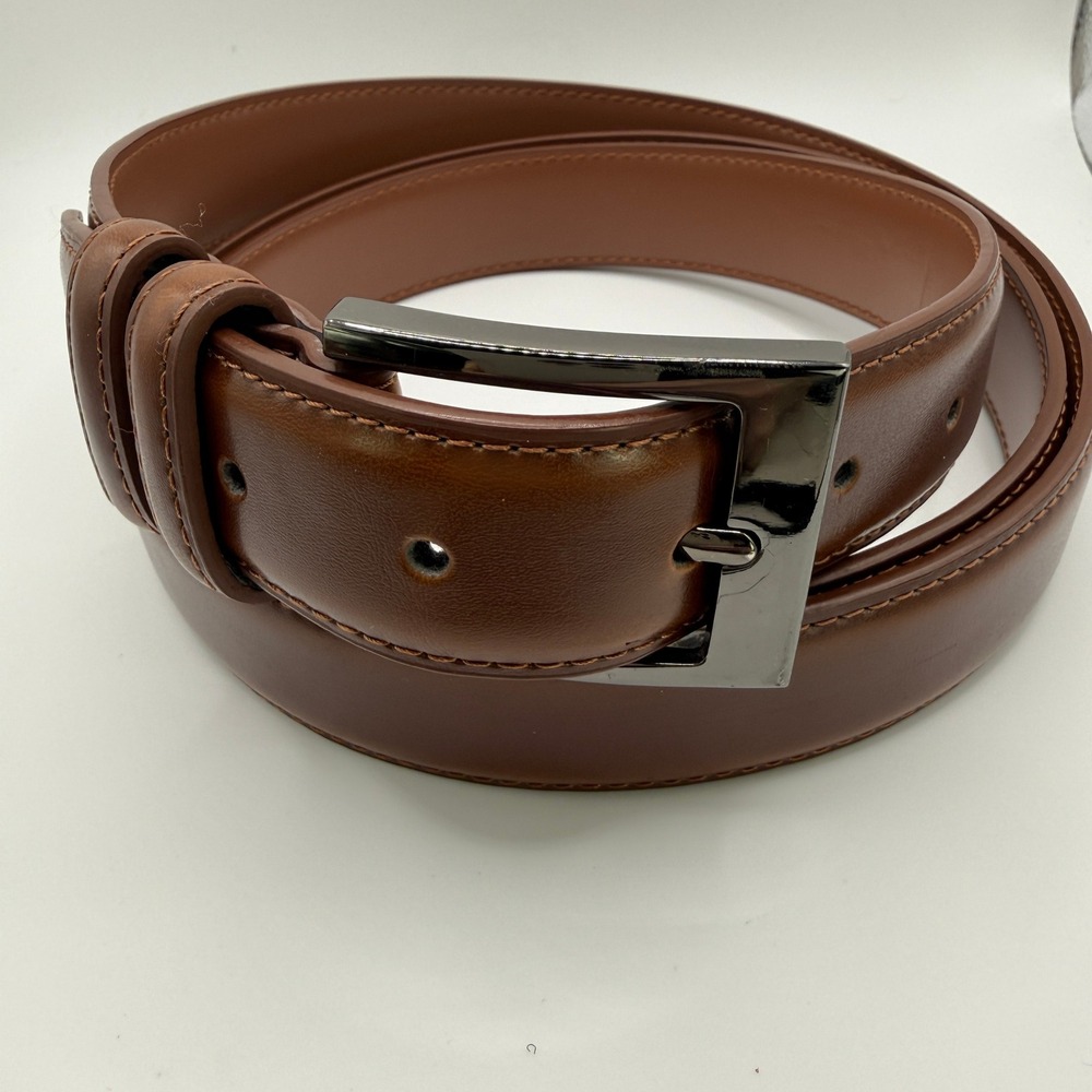 Mio Marino Belt Mens 56 Brown Genuine Leather Dress Buckle Formal Classic Dressy